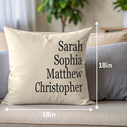 Customized Pillow Cover - Personalized Family Name - 18x18
