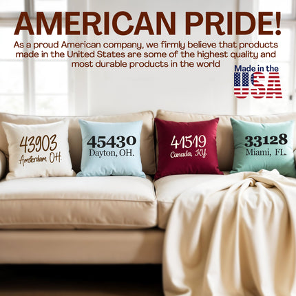 Personalized Zip Code Throw Pillow Cover 18x18 Inch