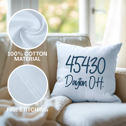 Personalized Zip Code Throw Pillow Cover 18x18 Inch