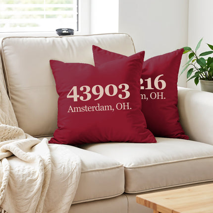 Personalized Zip Code Throw Pillow Cover 18x18 Inch