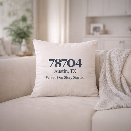 Personalized Zip Code Pillow Cover – Custom City & State