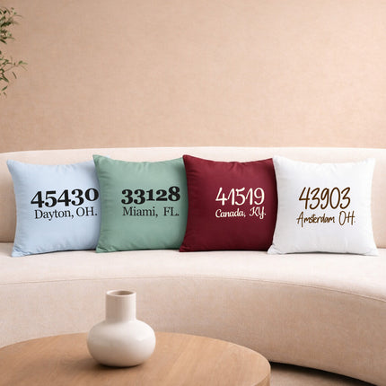 Personalized Zip Code Pillow Cover – Custom City & State