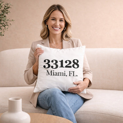Personalized Zip Code Pillow Cover – Custom City & State