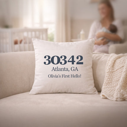 Personalized Zip Code Pillow Cover – Custom City & State