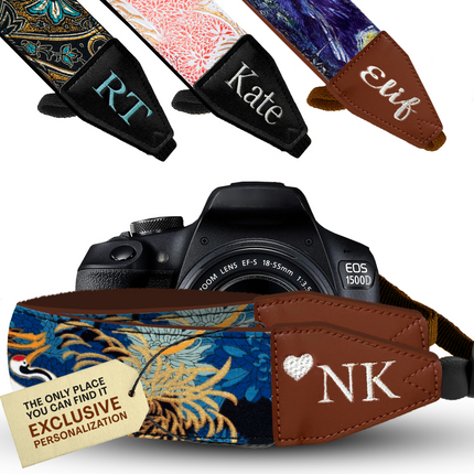 Personalized Embroidered Blue Japanese Camera Strap - Camera Strap for SLR/ DSLR