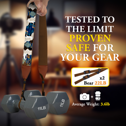 Personalized Embroidered Blue Japanese Camera Strap - Camera Strap for SLR/ DSLR