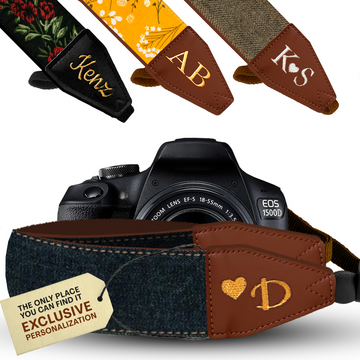 Personalized Embroidered Blue Denim Camera Strap - Camera Strap for SLR/ DSLR