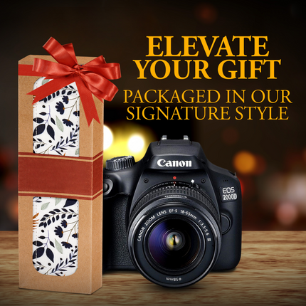 Personalized Embroidered White Leaves Camera Strap - Camera Strap for SLR/ DSLR