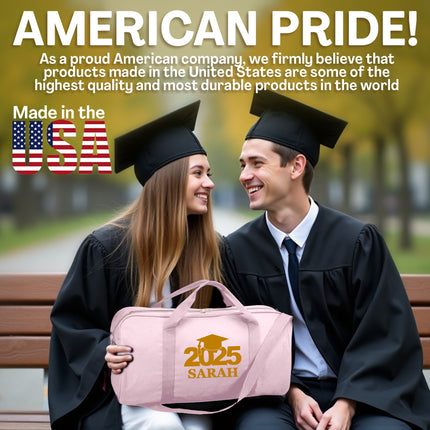 Personalized Duffle Bag with Name for Class of 2025 - Pink