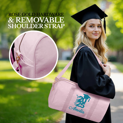 Personalized Duffle Bag with Name for Class of 2025 - Pink