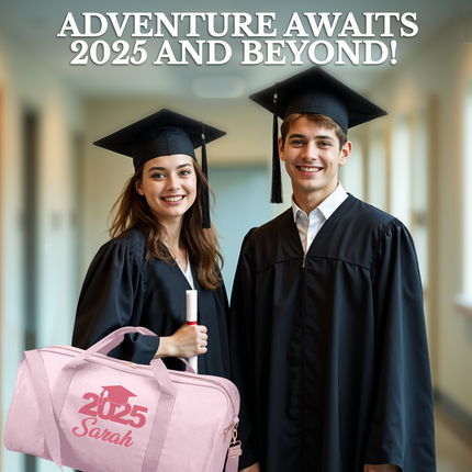 Personalized Duffle Bag with Name for Class of 2025 - Pink