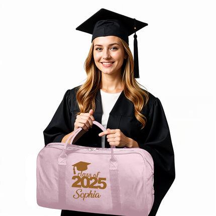 Personalized Duffle Bag with Name for Class of 2025 - Pink