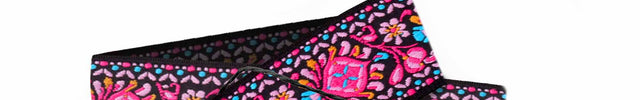 Custom Pink Woven Vintage Design Guitar Strap W/FREE BONUS- 2 Picks + Strap Locks + Strap Button