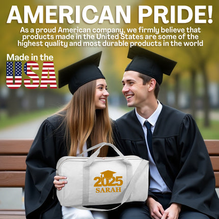 Personalized Duffle Bag with Name for Class of 2025 - White