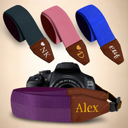 Art Tribute Custom Camera Strap Royal Blue, Pink, Purple
