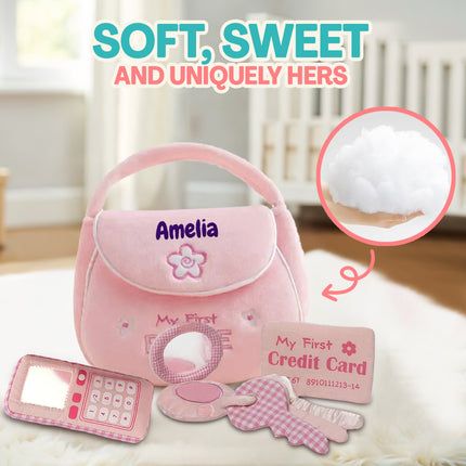 Personalized Plush Makeup Bag and 5 Soft Toys