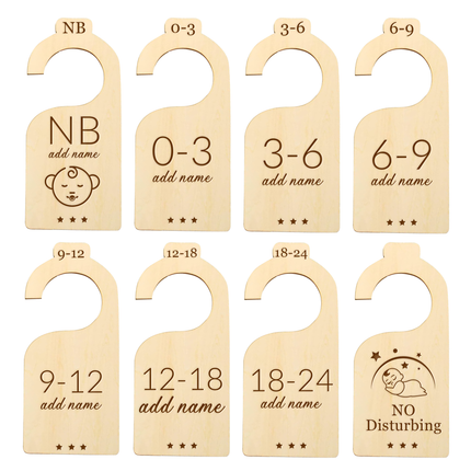 Personalized Wooden Baby Closet Dividers - 7 pack