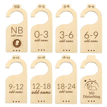 Personalized Wooden Baby Closet Dividers - 7 pack