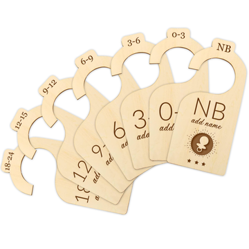 Personalized Wooden Baby Closet Dividers, Clothes Organizer Size Dividers with Custom Name for Newborn to 24 Months Closet Dividers for Hanging Clothes Nursery Closet Organizer for Baby Toddler-7 Pack