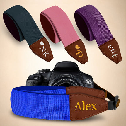 Art Tribute Custom Camera Strap Royal Blue, Pink, Purple
