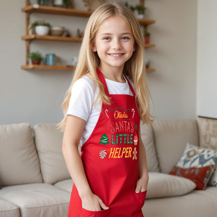 Custom Kids Christmas Apron for Kitchen with Name