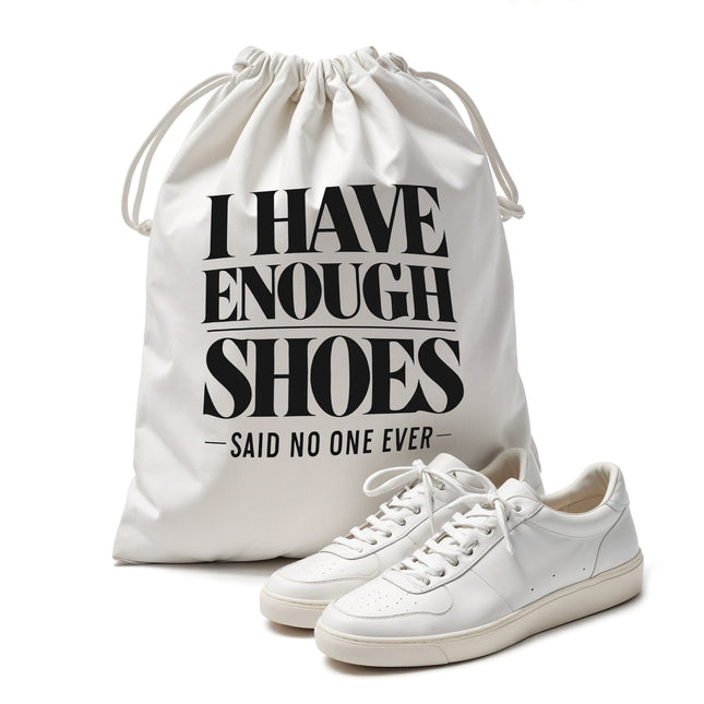 Personalized Shoe pouch Portable Drawstrings -White