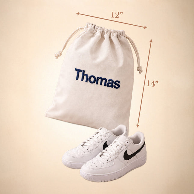 Personalized Embroidered Shoe Pouch – Drawstring Travel Bag