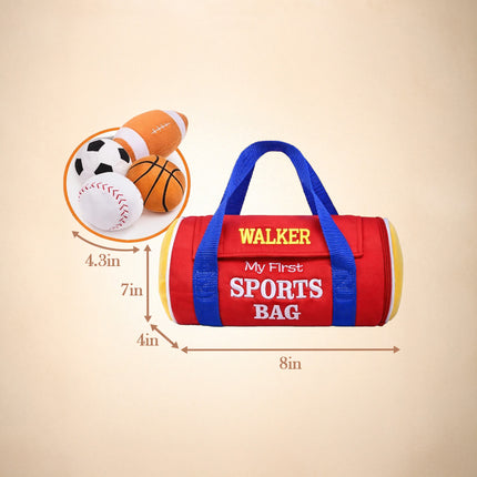 Personalized Baby My First Sports Bag with Name – Plush Toy Set 8'