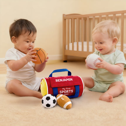 Personalized Baby My First Sports Bag with Name – Plush Toy Set 8'