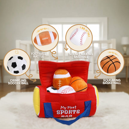 Personalized Baby My First Sports Bag with Name – Plush Toy Set 8'