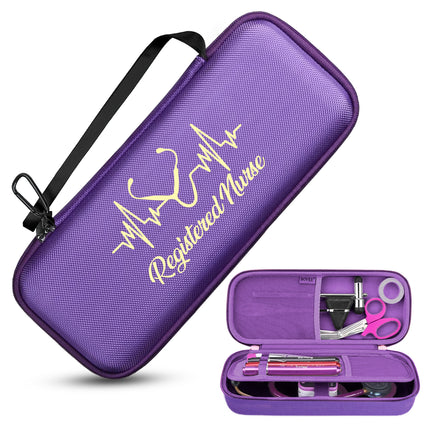Purple case with 'Registered Nurse' text and a set of medical tools on a white background