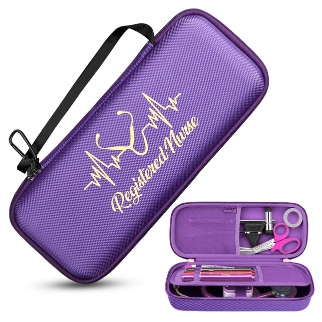 Purple case with 'Registered Nurse' text and a set of medical tools on a white background