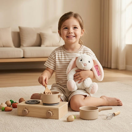Personalized Bunny Stuffed Animal with Embroidered Name – Custom Plush Bunny for Boys & Girls