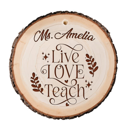 Personalized Engraved Wood Slab for Teacher