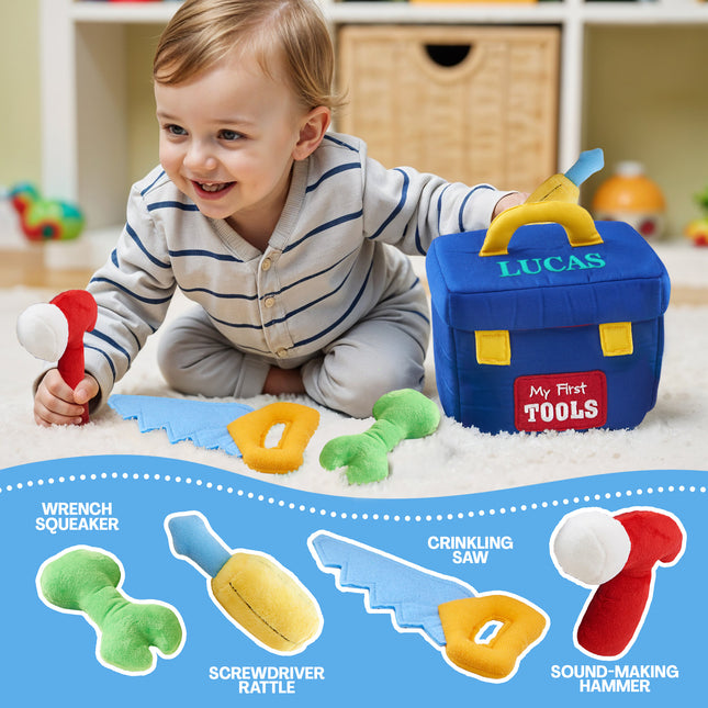 Personalized Plush Toolbox Toy Set with Custom Name