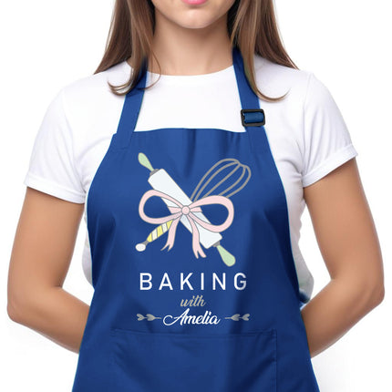 personalized baking apron with custom name adjustable unisex custom baker apron with 2 pockets perfect for mothers day holiday gift for mom