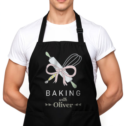 personalized baking apron with custom name adjustable unisex custom baker apron with 2 pockets perfect for mothers day holiday gift for mom