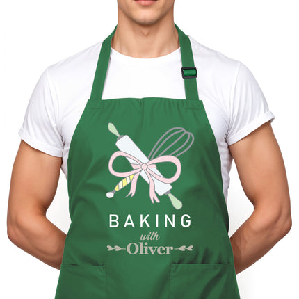 personalized baking apron with custom name adjustable unisex custom baker apron with 2 pockets perfect for mothers day holiday gift for mom