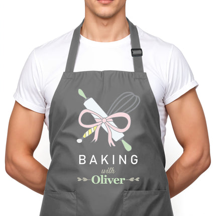 personalized baking apron with custom name adjustable unisex custom baker apron with 2 pockets perfect for mothers day holiday gift for mom