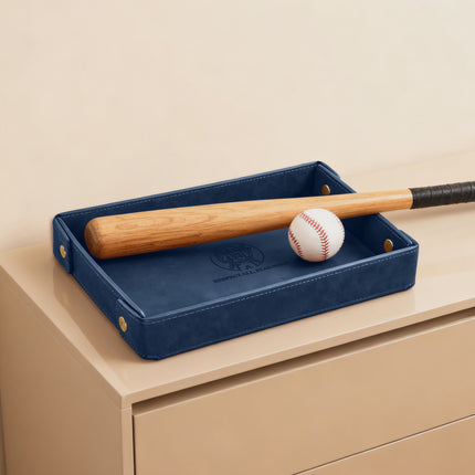 Engraved Baseball Valet Tray - Blue
