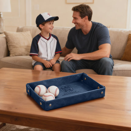 Engraved Baseball Valet Tray - Blue