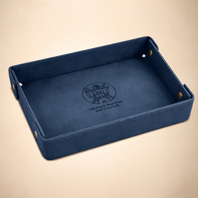 Engraved Baseball Valet Tray - Blue