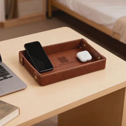 Engraved Leather Valet Tray for Men – Light Coffee , Graduation