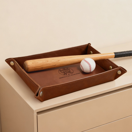 Personalized Baseball Leather Valet Tray - Baseball