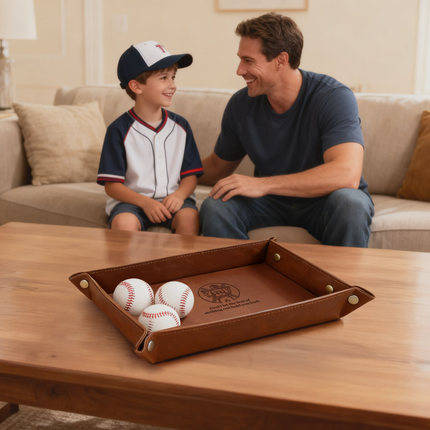Personalized Baseball Leather Valet Tray - Baseball