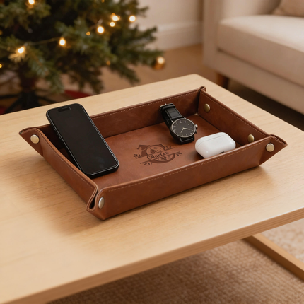 Personalized  Leather Valet Tray - Christmas