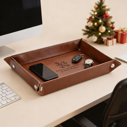 Personalized  Leather Valet Tray - Christmas