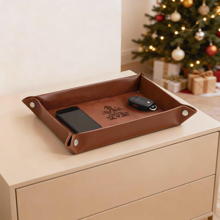 Personalized  Leather Valet Tray - Christmas