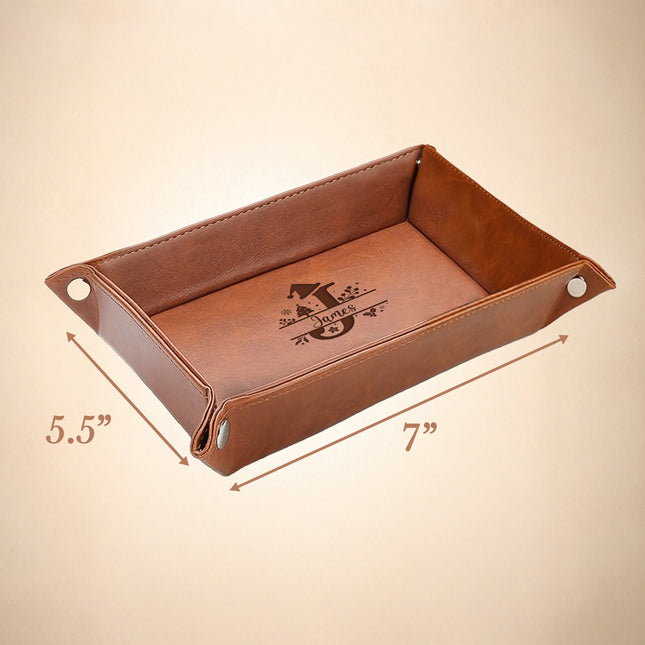 Personalized  Leather Valet Tray - Christmas