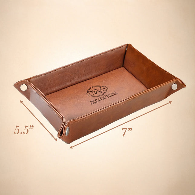 Personalized Engraved Leather Tray for Him - Monogram